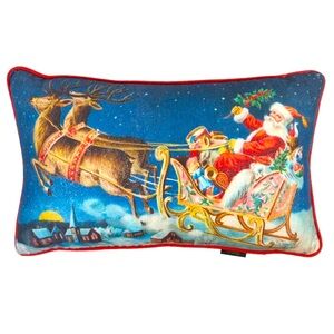 Christmas Santa Reindeer Sleigh Pillow